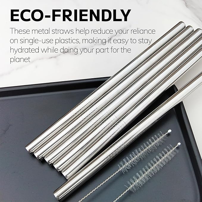 MIMORE Metal Straw for Owala 16 oz - 6 PCS Satinless Steel Straws Compatible with Owala Straw Replacement - Resuable & Dishwasher Safe