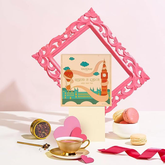 VAHDAM, Weekend in London Valentines Day Gifts Set - 9 Loose Teas | Tin Caddy Travel Edition Gift Box | Valentines Day Gifts for Him & Her | Gluten Free, Non GMO