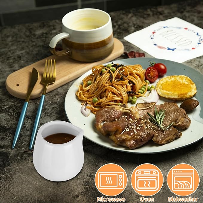 JMIATRY 12 PCS Small Creamer Pitcher 3 Oz Coffee Creamer Container Ceramic White Mini Syrup Pitcher 3 Oz Cream Jugs Small Milk Pitcher for Coffee Tea Milk Sauce（100 ML, 2 x 2.4 Inch）