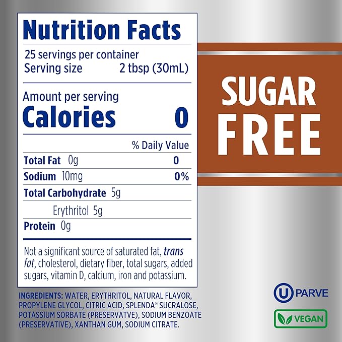 Splenda Coffee Syrup, Brown Sugar Cinnamon, Sugar Free, Flavored Liquid Syrups for Drinks, 750 ml Bottle