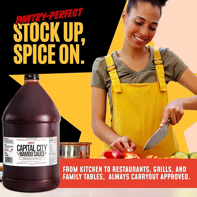 Capital City Mambo Sauce Mild, Washington DC Wing Sauces, Perfect Condiment for Wings Chicken Pork Beef Seafood Burgers Rice or Noodles, 128oz (1 Gallon) 4 Pack