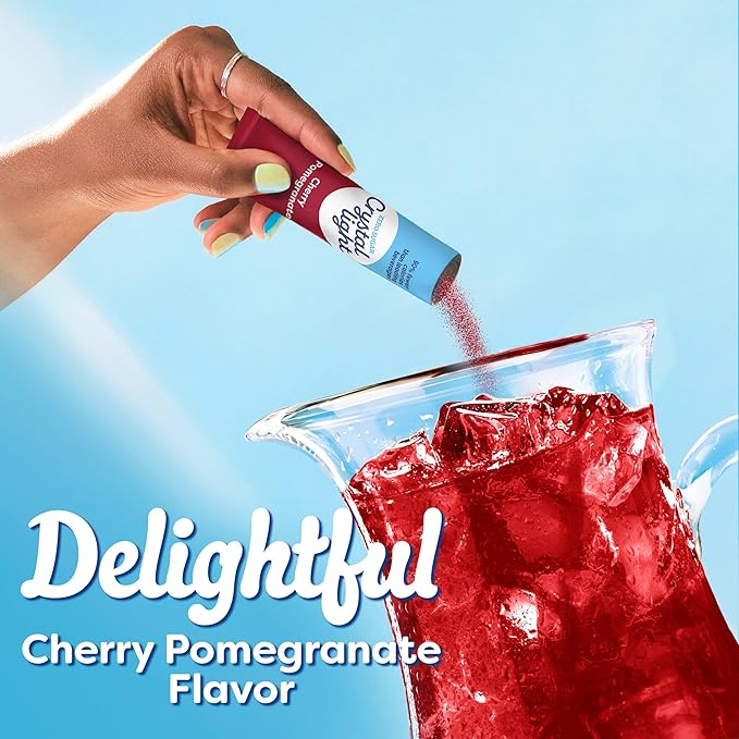 Crystal Light Zero Sugar Cherry Pomegranate Drink Mix, Naturally Flavored Powdered Beverage Packets, Low Calorie Water Flavoring for Pitchers, 10 Quarts per Box, 2.2 Oz (Pack of 12)