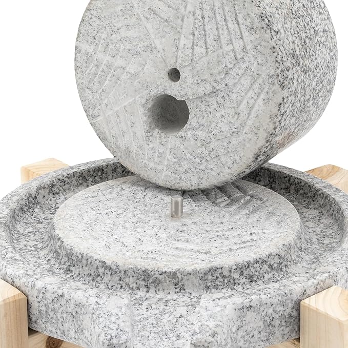 Stone Grain Mill w/Solid Wood Base Stone Grain Mill Grinder for Home - Handmade Traditional Countertop Mill Disc Grainer Mill Hand Crank Food Natural Disk Grinder for flour Spiced Barley Soy Tortillas