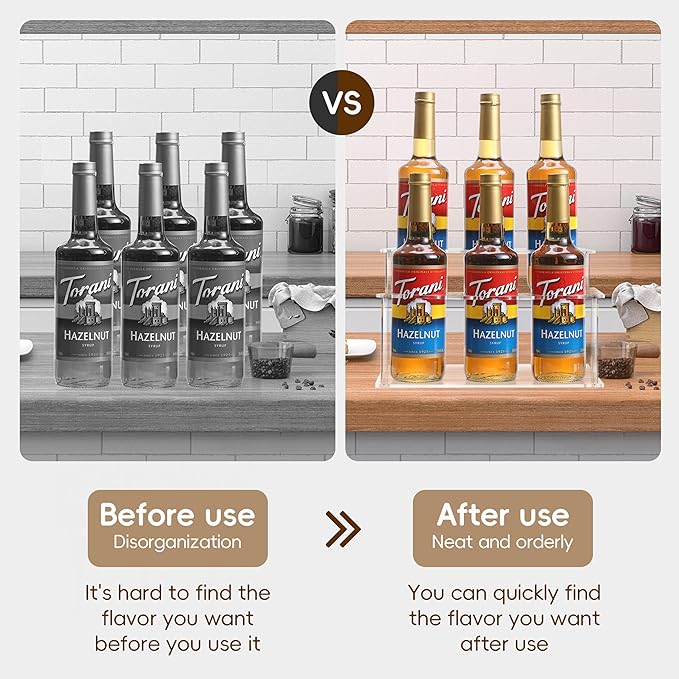 Baosia Acrylic Coffee Syrup Rack (6 Bottle Capacity),Syrup Bottle Holder Stand for Coffee Bar,Kitchen.Small Wine Rack for Bar,Family,Storage for Syrup,Wine,Condiments(Transparent)