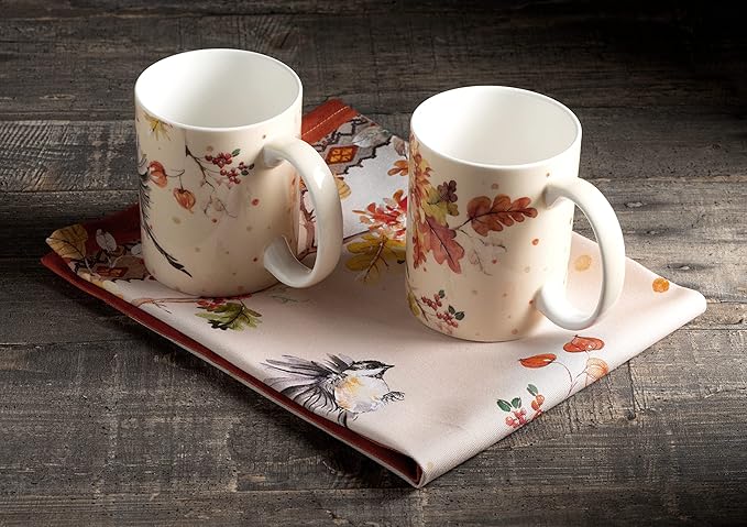 Maison d' Hermine Coffee Mug with Handles Fine Bone China Mugs Pack of Two Tea Cups for Hot Beverages Cappuccino Latte Home Restaurant Office Perfect for Gift (Kelim - Prairie, 15 Ounce)