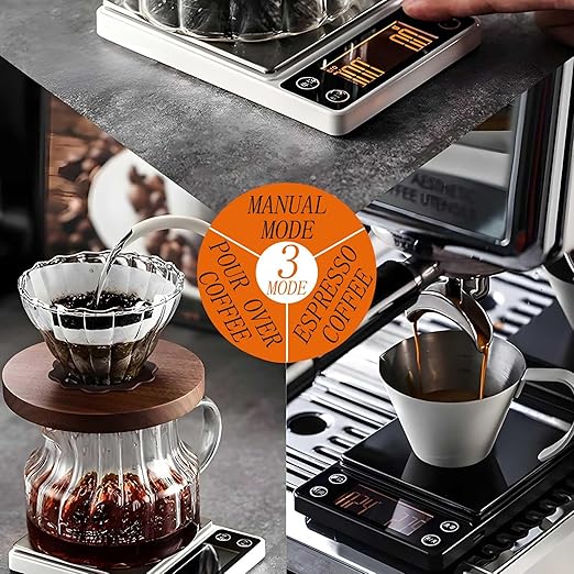Coffee Scale with Timer 3kg/0.1g High Precision Espresso Scale Rechargeable Portable Digital Coffee Scale Auto Tare Smart Water Flow Suitable for Baristas or Kitchen Scale (Orange)