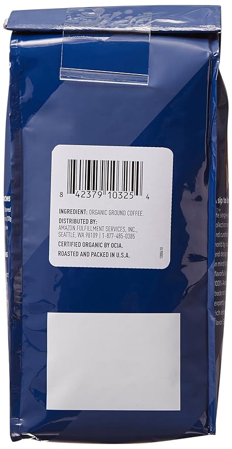 Amazon Fresh Organic Fair Trade Peru Ground Coffee, Medium Roast, 12 Ounce