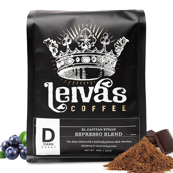 Leiva’s Dark Roast Espresso Ground (8oz), Roasted to Order, Micro-Lot Guatemalan Coffee Beans – El Capitan Ethan Espresso Coffee Ground w/Chocolate & Blueberry Notes - Low Acidity Roast