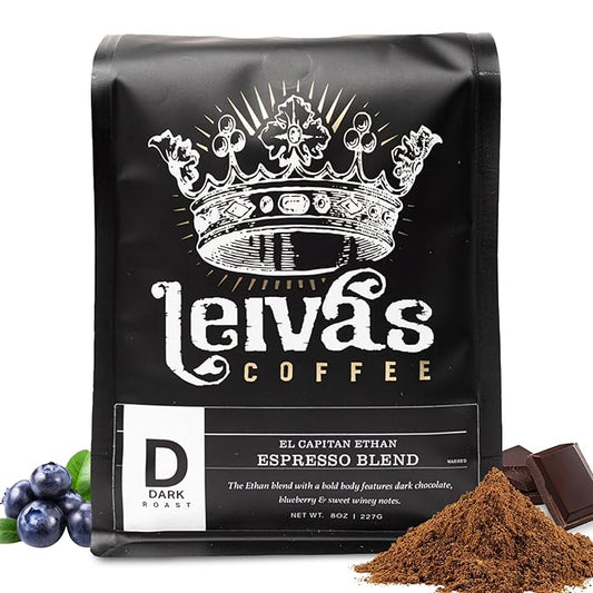 Leiva’s Dark Roast Espresso Ground (8oz), Roasted to Order, Micro-Lot Guatemalan Coffee Beans – El Capitan Ethan Espresso Coffee Ground w/Chocolate & Blueberry Notes - Low Acidity Roast