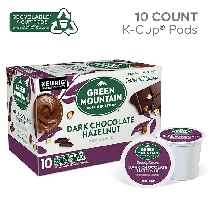 Green Mountain Coffee Roasters Dark Chocolate Hazelnut Coffee, Keurig Single Serve K-Cup Pods, 72 Count (6 Packs of 12)