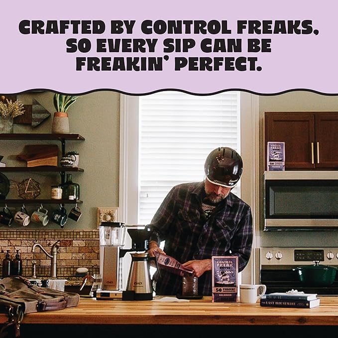 Control Freak Coffee Balanced – 50% Caffeine Ground Coffee (32 Oz) | Half Caff Coffee Blend for Smooth Focus, Full Flavor for Half the Buzz | Sugarcane Decaf, Freshly Roasted Coffee Beans
