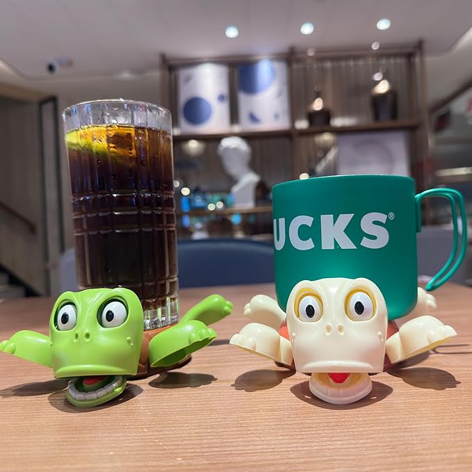 JOD® Turtle Cup Holder,Turtle Coaster with Funny Expression, 2 PCs Cup Holder with Liftable Limbs & Expressive Face for Turtles,Tortoise Lover Gag Gifts Home Decor(2pc-Light Green Pink)