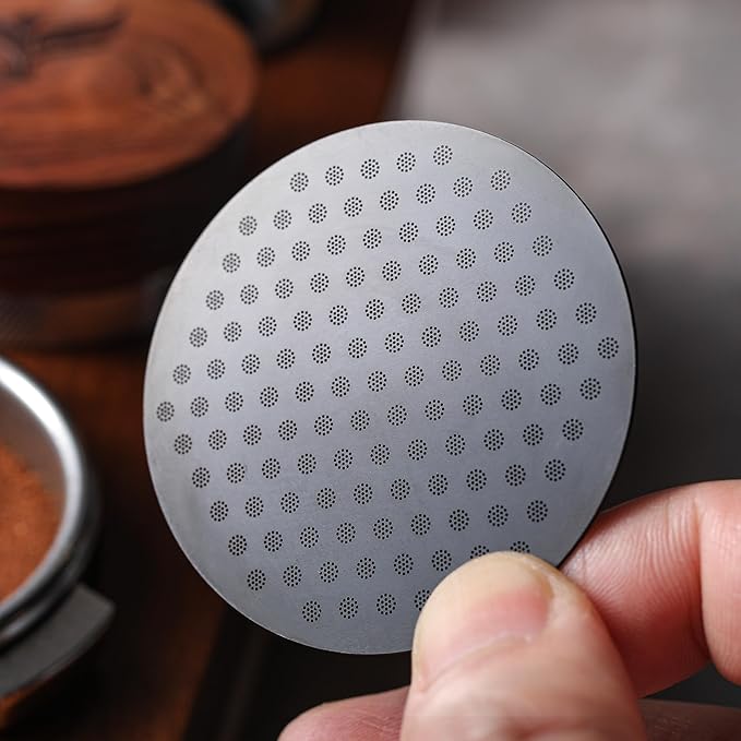 KNODOS 54mm Espresso Puck Screen - Stainless Steel Ultra Thin Espresso Filter Perfect Fit With Breville Barista Express, Pro, Touch, Bambino, Infuser, Easy Clean Design (Black, 54mm)