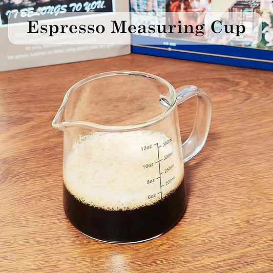 Espresso Cups12OZ, Espresso Accessories, Expresso Shots Cup, Heat-resistant Glass Measuring Cup, Milk Frothing Pitcher, Frother Cup, Creamer Container, Dishwasher/Microwave/Stovetop Safe