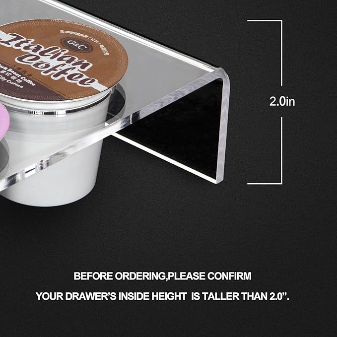 K Cup Coffee Pods Holder for 35 Pods, Clear Arcylic K Cup Coffee Organizer Tray for Drawer or Countertop Storage in Office and Kitchen