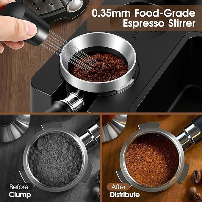 51mm Espresso Accessories Kit, Espresso Knock Box and Tamping Station, Coffee Tamper, Distributor, WDT Distribution Tool, Dosing Funnel and Puck Screen Set Fits Delonghi 51 mm Portafilter