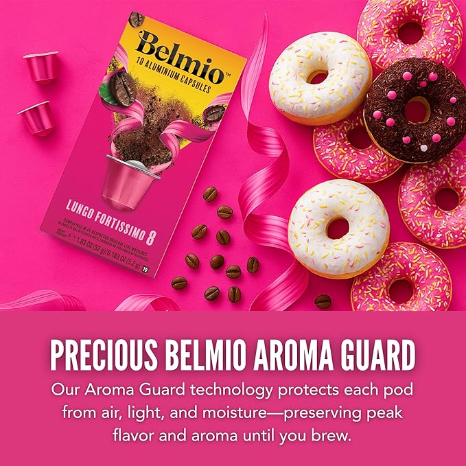 Belmio Lungo Fortissimo Espresso Coffee Pods – Dark Roast – Bold & Full of Flavor - Nespresso Original Line Compatible – 10 Count (Pack of 10)