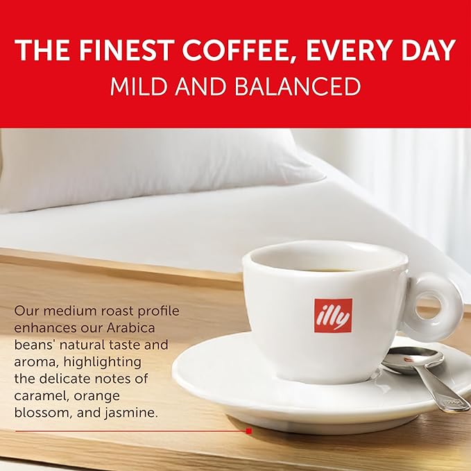 illy Ground Espresso Coffee, Classico Medium Roast, 100% Arabica, Premium Italian Coffee, Pre-Ground for Espresso Machines, 8.8oz, 12 Pack