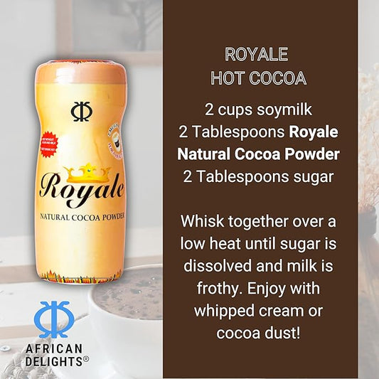 African Delights Royale Natural Cocoa Powder for Baking – Black, Dark, Ceremonial Cacao, Sugar Free, Raw Powder, High Flavanol Organic