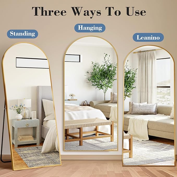 NEWBULIG Full Length Mirror, Upgraded Body Wall Mirrors with Shatter-Proof Glass, Floor Standing Mirror, Home Wall Decor