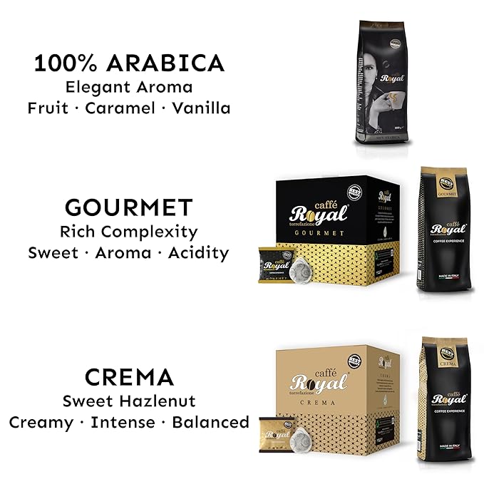 Royal Caffé Italian Coffee Beans – 100% Arabica, Medium Roast, Smooth & Aromatic with Notes of Caramel, Fruit & Vanilla, Whole Bean, Freshly Roasted Gourmet Coffee, 2.2 lbs (1000g), Made in Italy