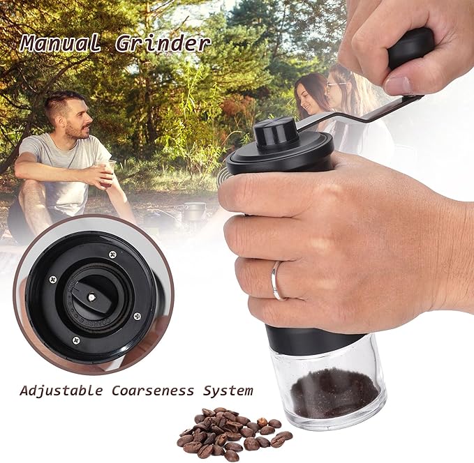 9-Piece Pour Over Coffee Set, Travel Camping Coffee Maker Kit with SS Kettle & Grinder, Hand Drip Gear for Outdoor Home, 2025 Holiday Gift
