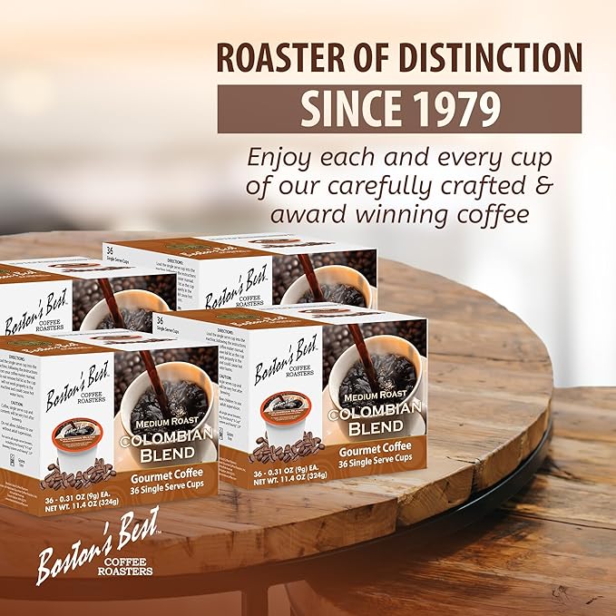 Boston’s Best - Colombian Blend Delectable Gourmet Bold Medium Roast Coffee Compatible with Keurig Coffee Maker, 1 Count (144 Single Serve Cups)