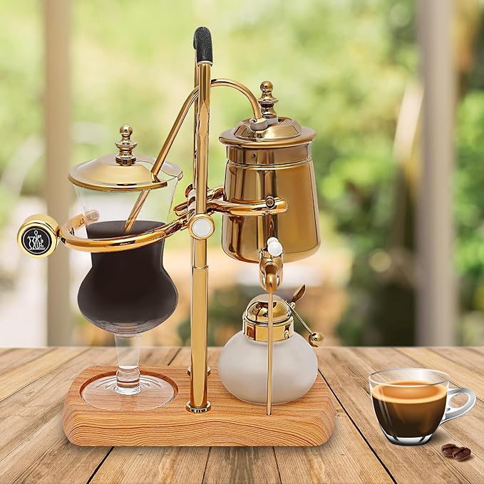 Belgian/Belgium Royal Family Balance Syphon Coffee Maker Siphon Coffee Brewer Unique Gravity Vintage Coffee Maker Elegant Retro Coffee Makers Vacuum Brewing System (400ml/13.53oz)