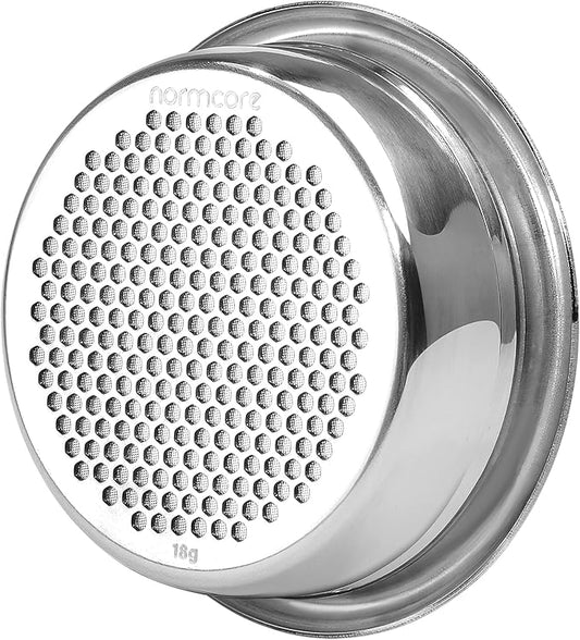 Normcore 58mm Precision High Extraction Basket, 18g Micro Sieve Filter Basket, Double Layer Portafilter Basket, 304 Stainless Steel, 0.8mm Thickness, Comes with a 58.5mm Puck Screen, 18 Gram