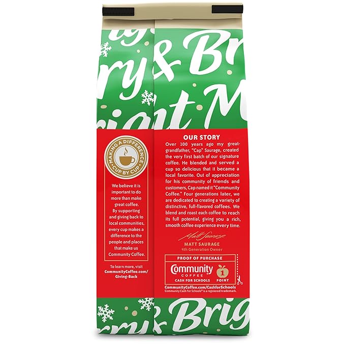 Community Coffee Christmas Blend Ground Coffee, Medium Roast, 12 oz Bag (Pack of 1)