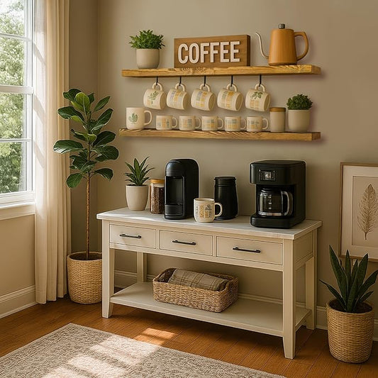 BGMG Wood Floating Shelves for Wall 54 inch Set of 2, Rustic Wooden Wall Mount Shelves for Living Room Bedroom Kitchen Farmhouse-54x6.7x1.75 inch- Gold Oak