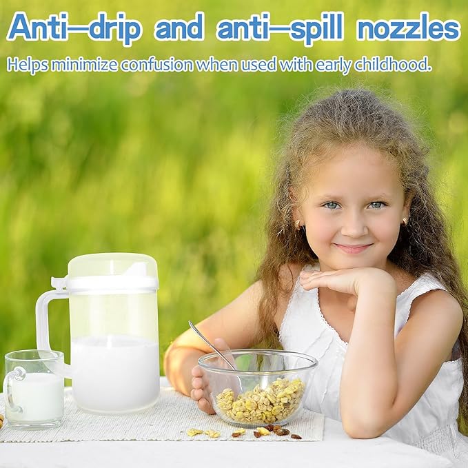 3 Pack Early Learning Kids Easy Pour Mini Pitchers,with Lid & Handle 22 Oz Clear Plastic Pitcher for Lemonade Milk Cold Drink Home Daily Party
