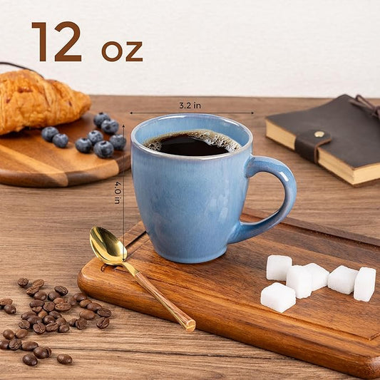 GBHOME Ceramic Coffee Mugs Set of 6, 12oz Stoneware Coffee Mugs Set For Dad Mom Women MEN, Light Weight Coffee Cups for Latte/Tea/Beer/Hot Cocoa, Dishwasher & Microwave Safe