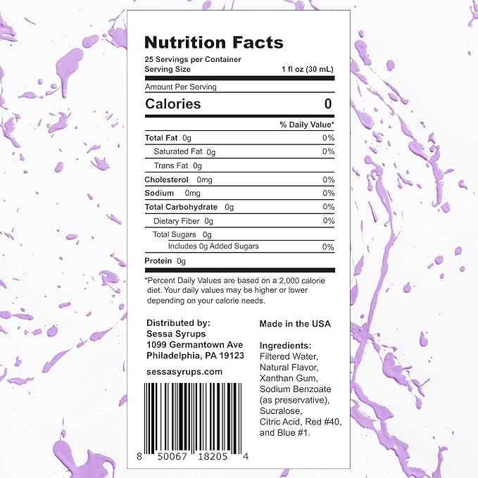 Sessa Syrups Sugar Free Lavender Syrup - 25.4 Fl Oz - Keto-Friendly, Zero Calorie, Gluten-Free - Natural Flavoring for Coffee, Tea, Cocktails, and More