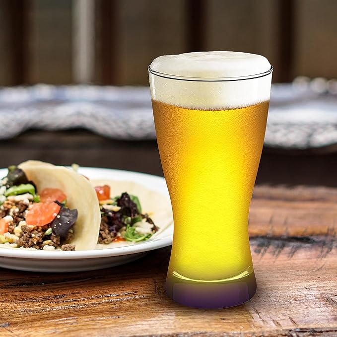 DISCOUNT PROMOS Pilsner Glasses 13.25 oz. Set of 12, Bulk Pack - Made in the USA, Perfect for Hotels, Restaurants, Bars and Even Party Favors - Purple