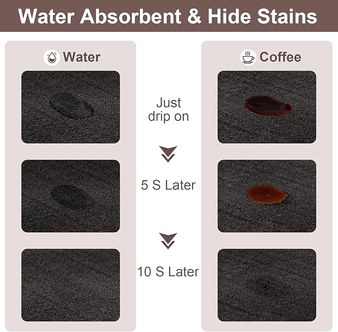 Absorbent Coffee Mat, Fashion Dish Drying Mat for Kitchen Counter Coffee Bar Accessories Espresso Machine Dish Rack 17" x 32" Black