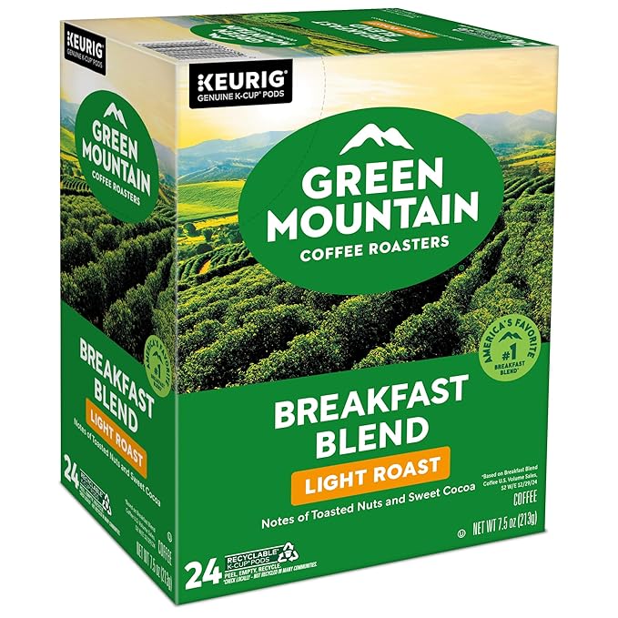 Green Mountain Coffee Roasters Breakfast Blend Single-Serve Keurig K-Cup Pods, Light Roast Coffee, 96 Count