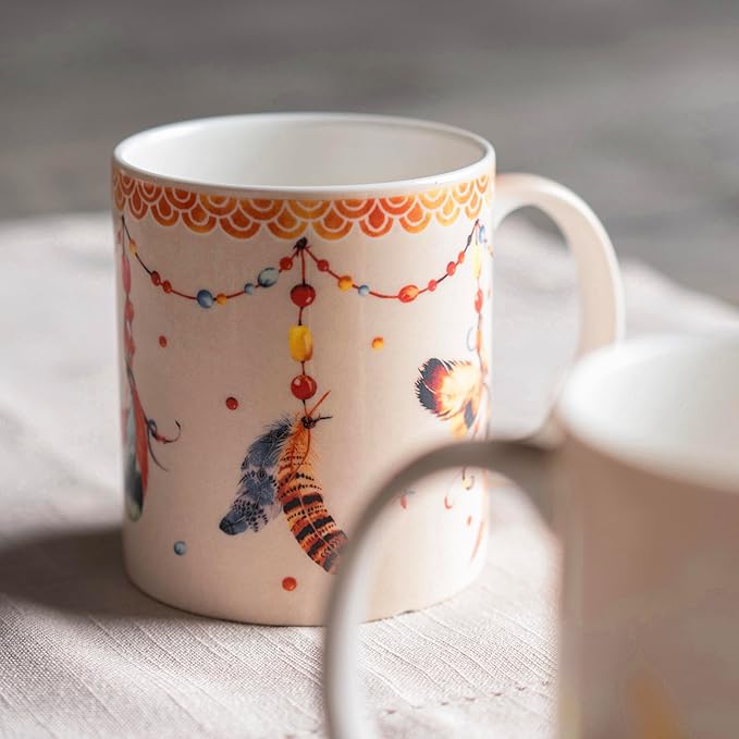 Maison d' Hermine Coffee Mug with Handles Fine Bone China Mugs Pack of Two Tea Cups for Hot Beverages Cappuccino Latte Home Restaurant Office Perfect for Gift (Ibiza - Beige, 15 Ounce)