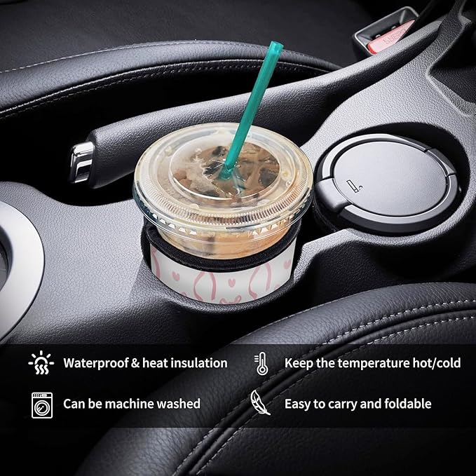 3 Pack Reusable Neoprene Insulator Sleeve for Iced Coffee Cups, Funny Coffee Cup Sleeves for 16-32oz Coffee cups, Cute Drink Sleeve for Cold Hot Beverages Cute Pink Bows