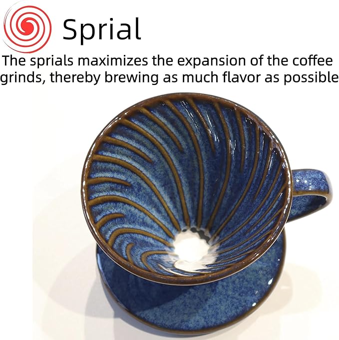 Ceramic Coffee Dripper includes 50 Filters 01 Pour Over Coffee Maker Porcelain V Hand Brewed Set Pottery Artisanal Drip Brew Barista Gift 1 Cup for Single People Travel Camping Office Home