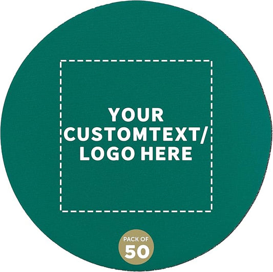 50 Round Foam Bud Coasters Pack, 4 inch - Customizable Text, Logo - PU Foam, Party Favor - Turquoise