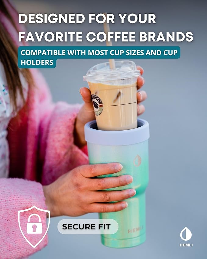 Universal Ice Coffee Sleeve Insulator - Insulated Iced Coffee Holder To Go, Insulated Cup Holder for Starbucks Dunkin Donuts McDonalds, Reusable Coffee Sleeve
