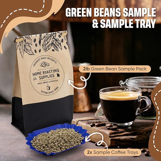 Fresh Roast Coffee Roaster Bundle SR800, Glass Extension Tube, Pour Over Digital Scale, 800ML Glass Pour Over, Electric Kettle, (2lbs) Sample Pack of Green Beans, (2-Pack) Sample Trays, Chaff Brush