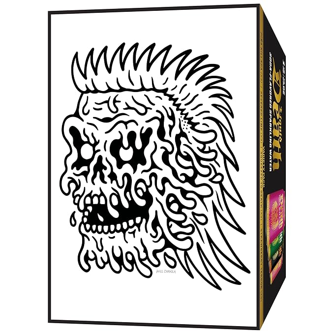 Liquid Death Soda-Flavored Sparkling Water - Modern Variety, Less Sugar*, Huge Flavor, No Caffeine, No Artificial Sweeteners, 4 Flavors: Lime, Orange, Strawberry, Piña Killada 12 Fl Oz (Pack of 12)