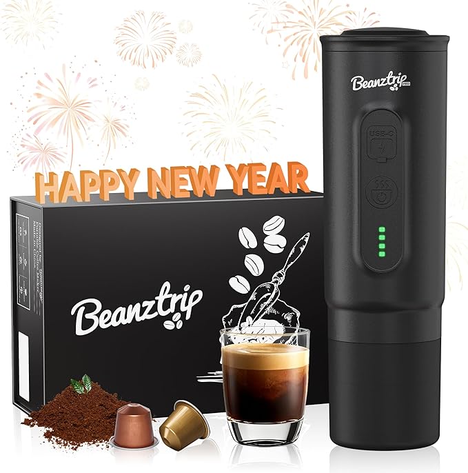 H02 PRO Portable Espresso Machine, Travel Coffee Maker fits NS Capsule & Ground Coffee, Christmas Gift Camping Small Mini Coffee Machine with Self-heating, Electric Espresso Maker