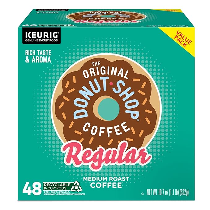 The Original Donut Shop Regular, Single-Serve Keurig K-Cup Pods, Medium Roast Coffee Pods, 48 Count