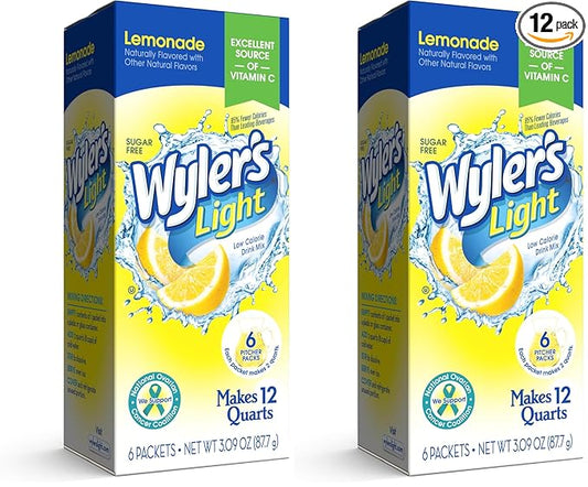 Wyler's Light Pitcher Packs, Water Drink Mix, Lemonade,6 Pitcher Packets (Pack of 2)