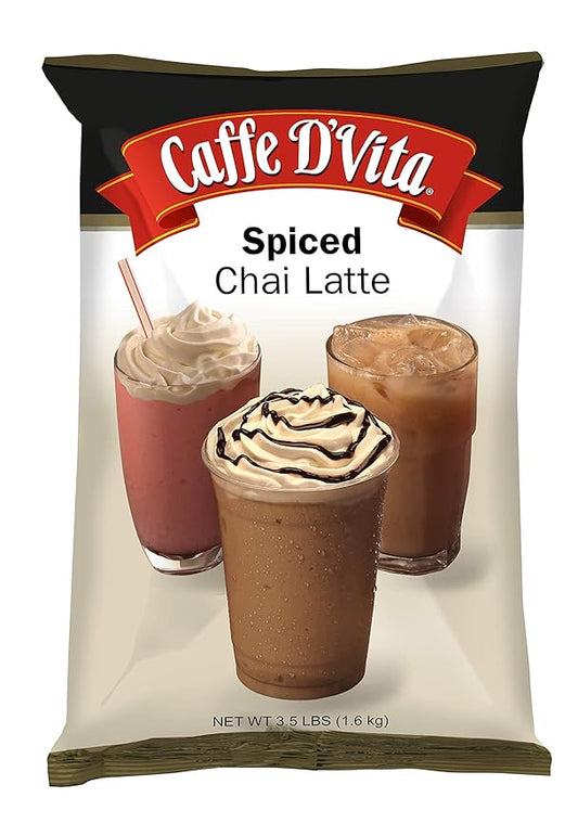 Caffe D'Vita Spiced Chai Latte Mix - Chai Tea Latte Powder Mix, Gluten Free, Chai Tea Powder, No Cholesterol, No Hydrogenated Oils, No Trans Fat, Spiced Chai Latte Powder Mix - 3.5 Lb Bag