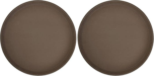 Winco Round Fiberglass Tray with Non-Slip Surface, 14-Inch, Brown (Pack of 2)