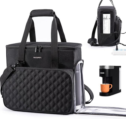 BAGSPRITE Travel Coffee Maker Carrying Case for Keurig K-Mini Plus & K-Slim – Portable Single Serve Coffee Machine Storage Bag with Accessories Space, Coffe e Maker Travel Bag